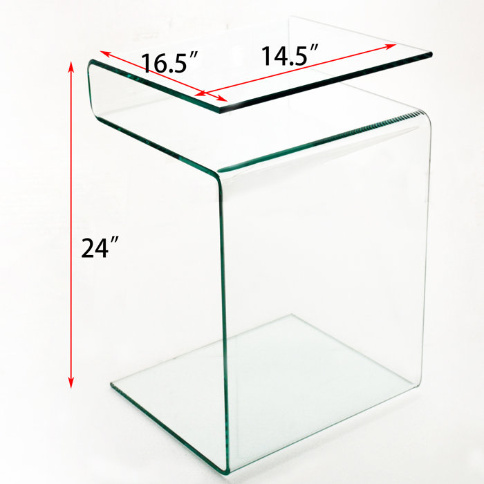 Ivy Bronx Modern Glass End Table Sshaped Side Table Sleek And Sturdy